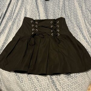 Black Lace-Up Women's Skirt
